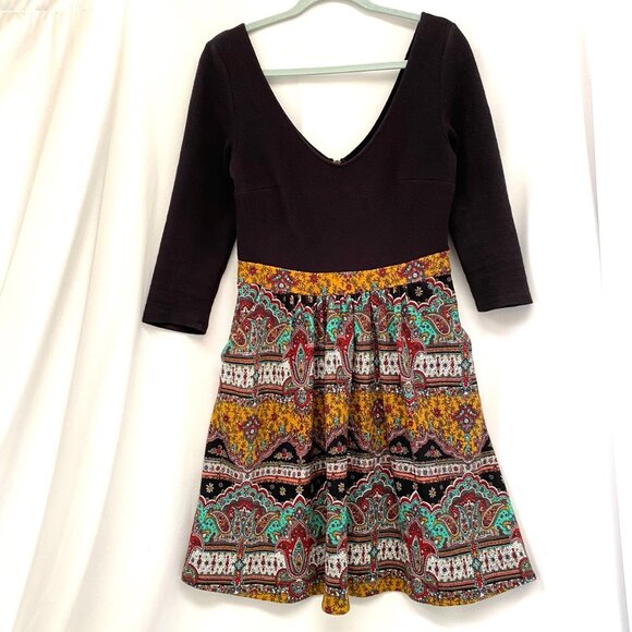 Anthropologie Maeve Womens Arborea Mini Dress Size 10 Boho Paisley Cute Preppy - Picture 1 of 10